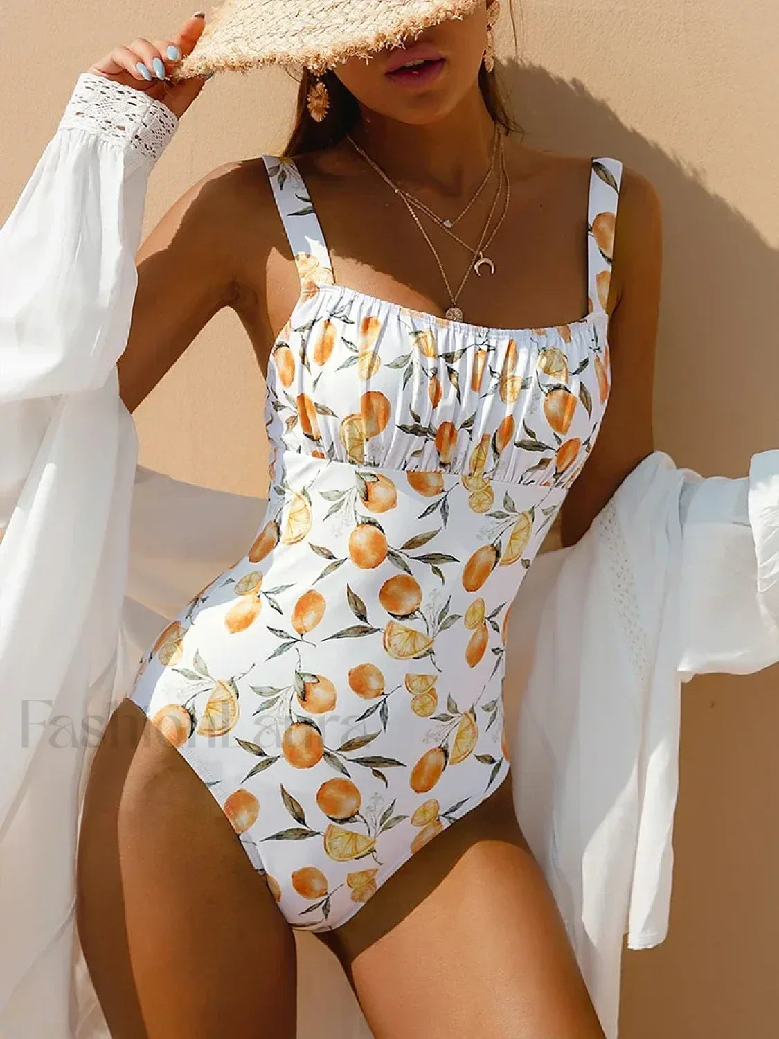 Printed Silvery Square Collar One Piece Main image