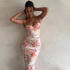 Printed Slim Sling Floral Dress