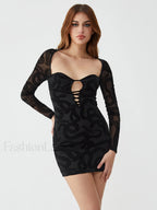 Printed Strappy Cut Trendy Out Bodycon Short Dress Dresses