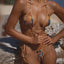 Printed String Tie Up Thong Bikini Set Orange / S