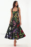 Printed Tie Back Stylish Cotton Blend Midi Dress S / Floral