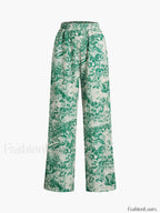Printed Tie Graceful Up Pants Set Pant Sets