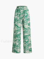 Printed Tie Graceful Up Pants Set Pant Sets