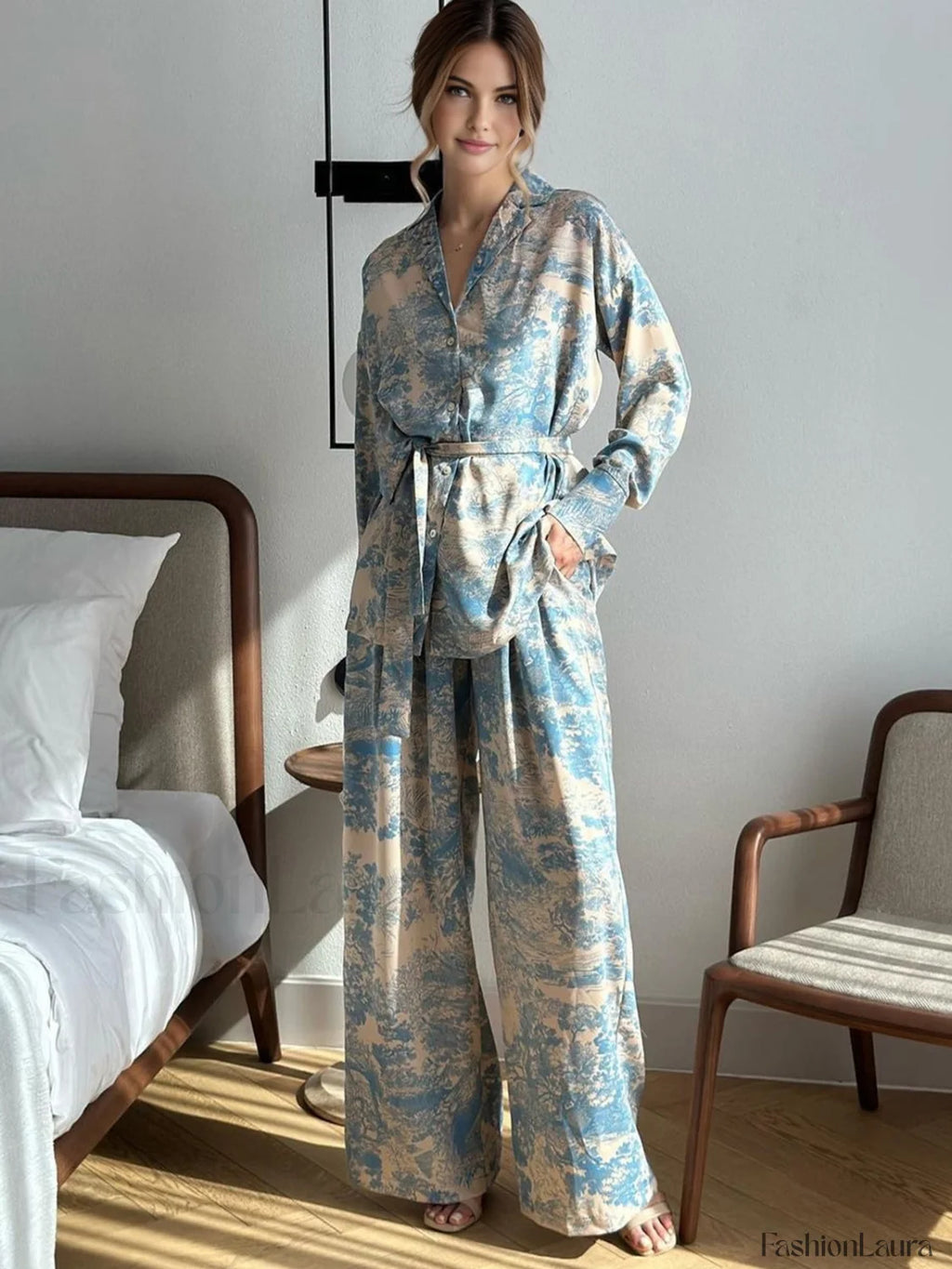 Printed Tie Up Pants Set Multicolor / XS Pant Sets