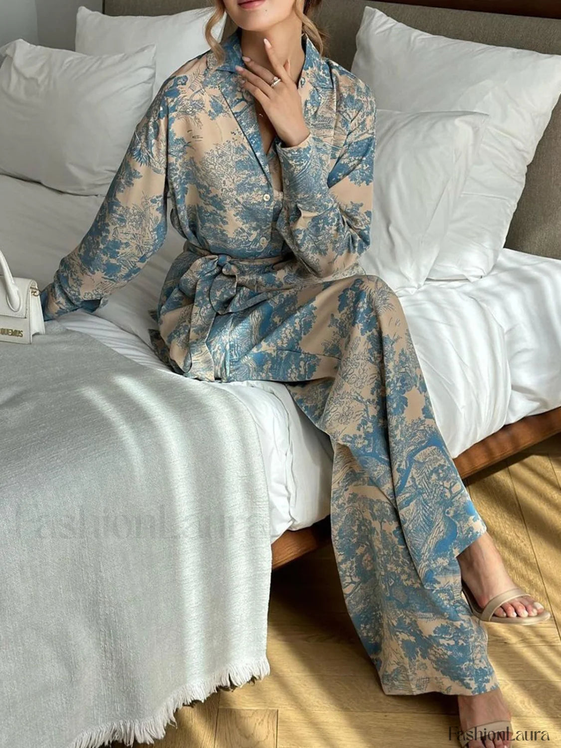Printed Tie Up Pants Set Pant Sets