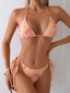 Printed Triangle String Bikini Set Pink / S