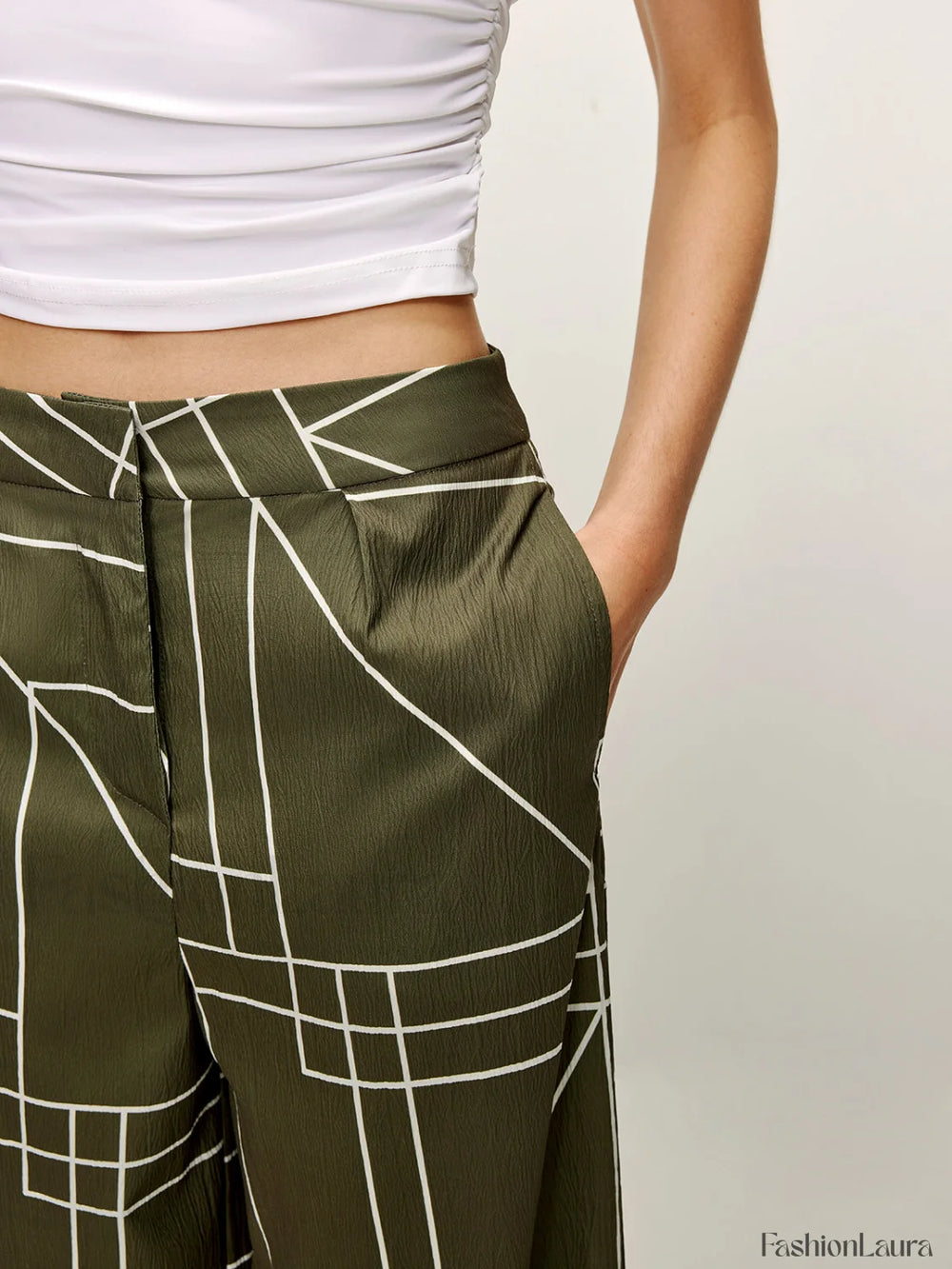 Printed Wide Leg Pants Pants