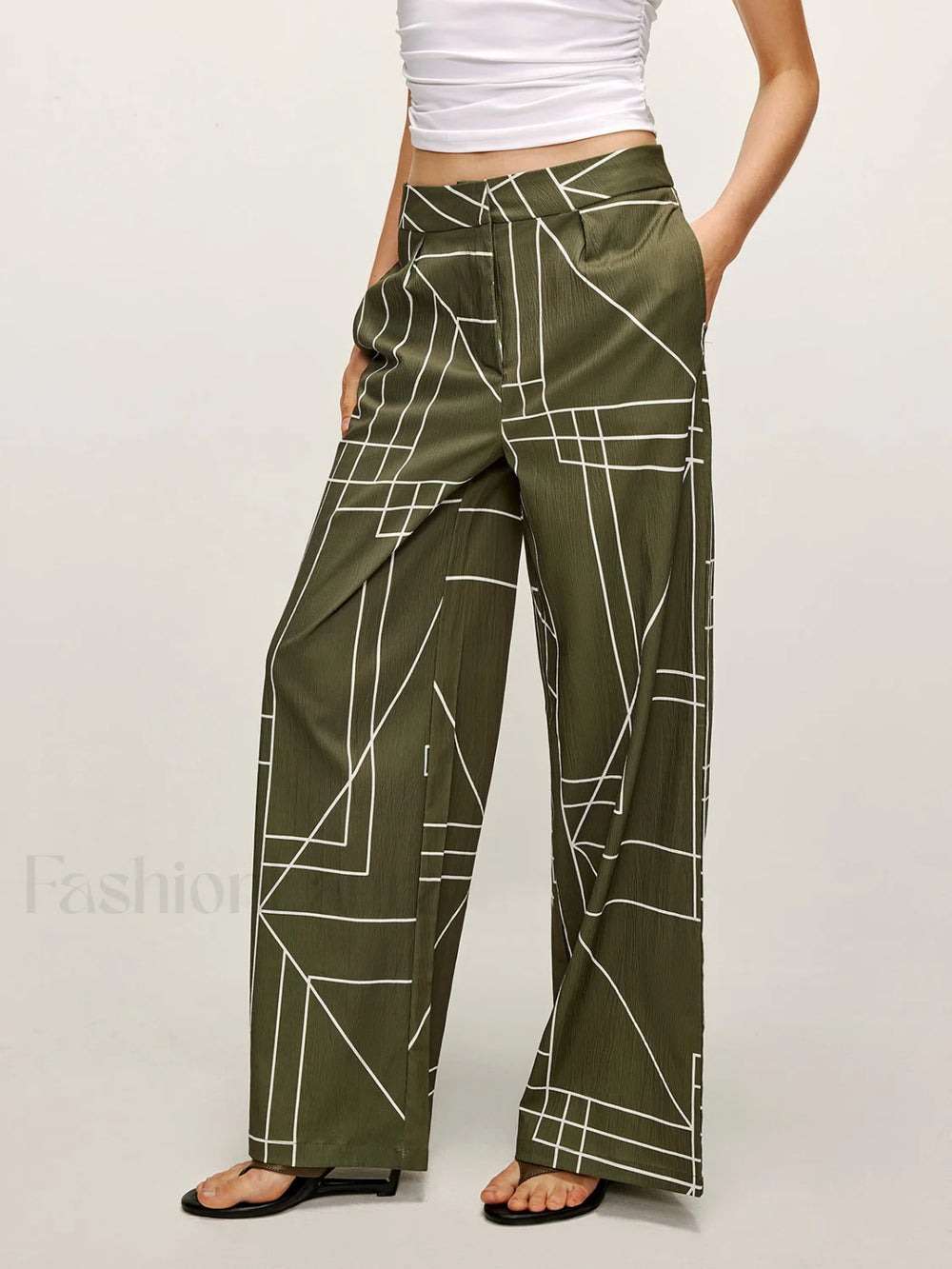 Printed Wide Leg Pants Pants
