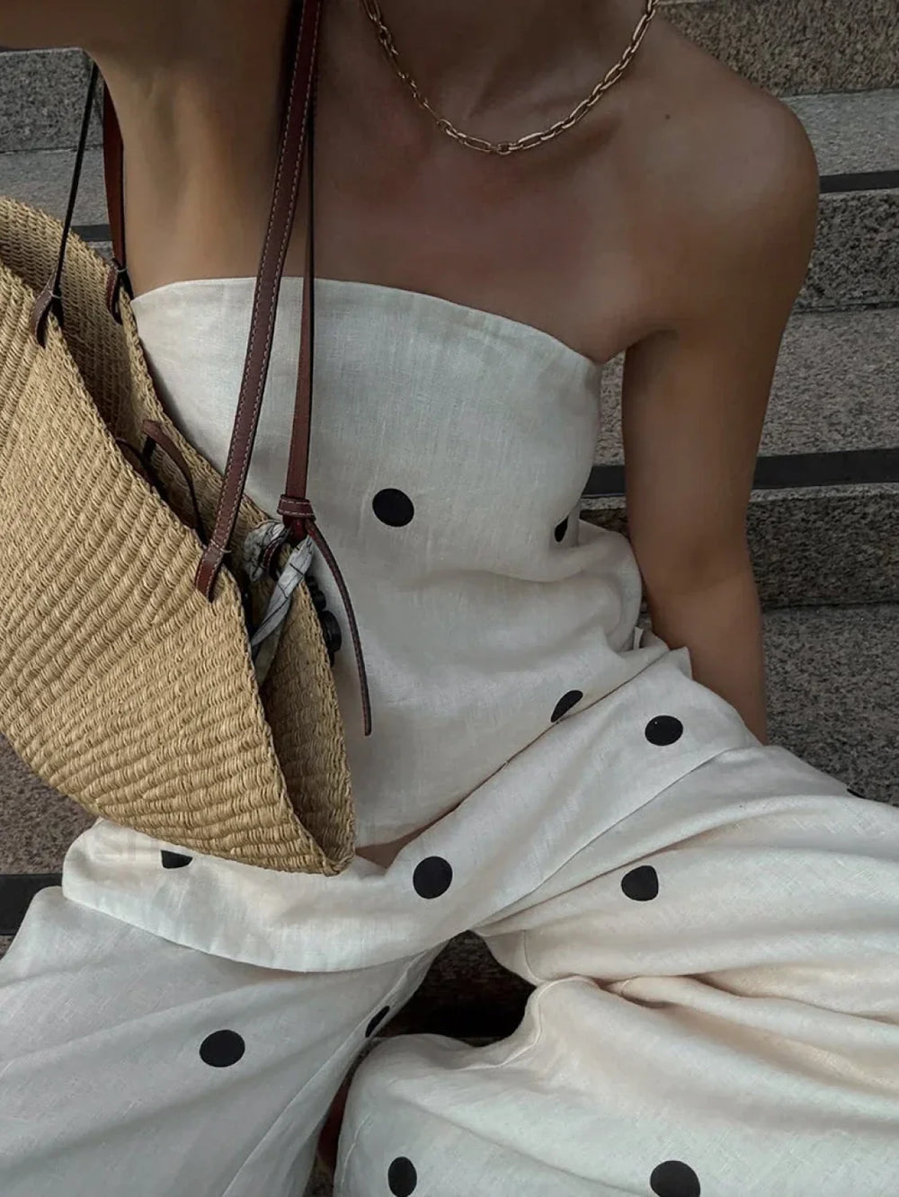 Printing Backless Sleeveless Pants Two Piece Set