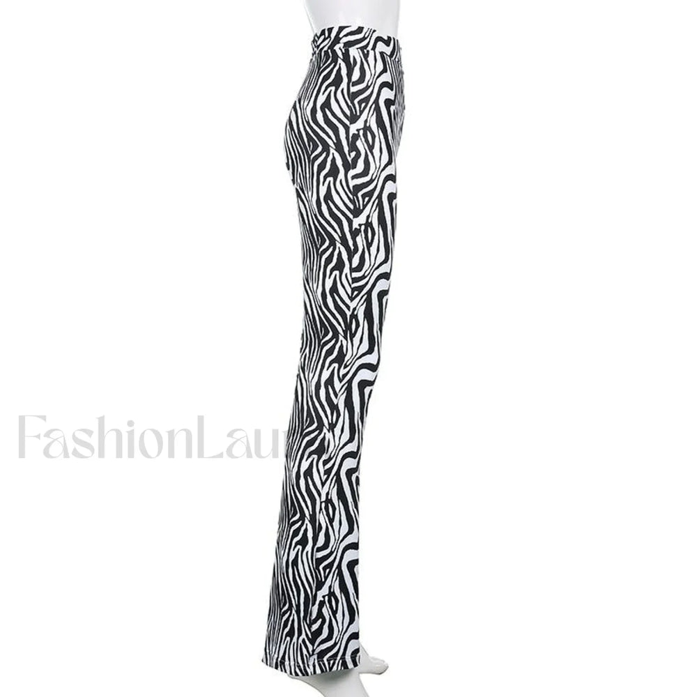 Priscilla Animal Print High Waisted Flare Pants Pants