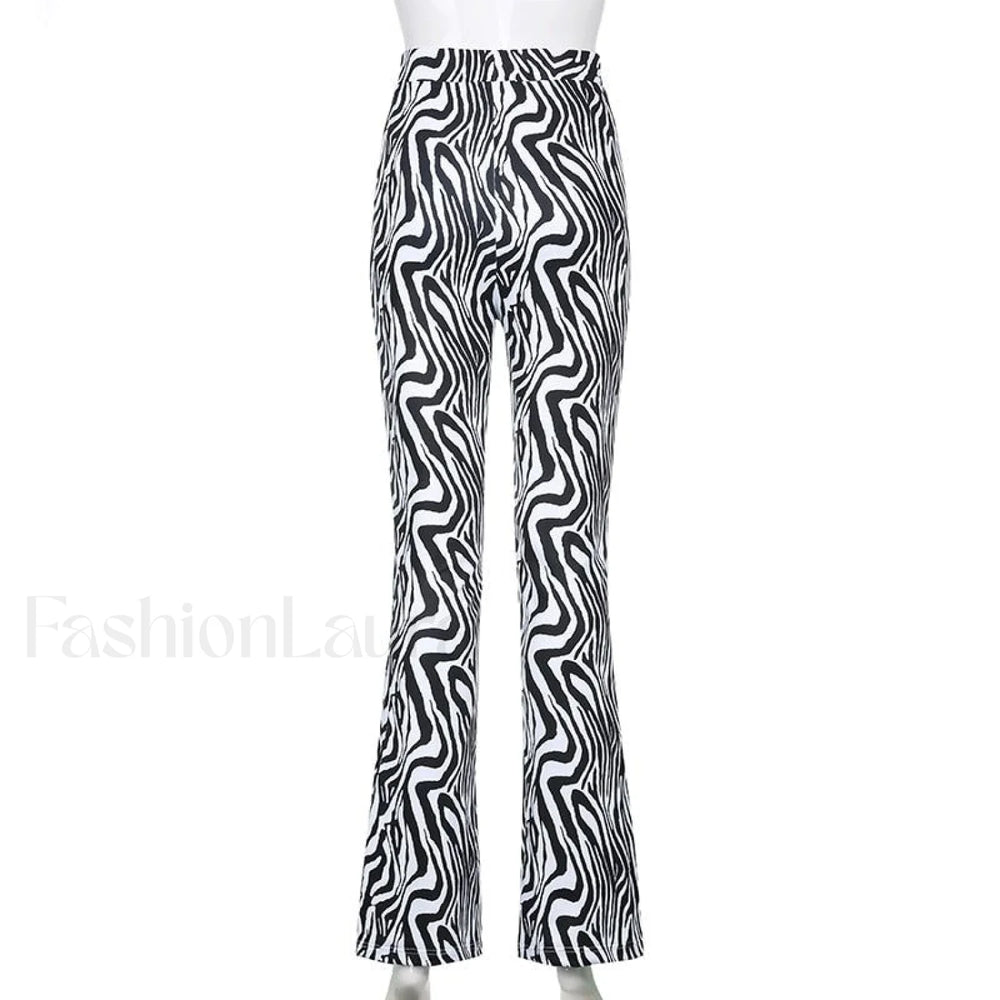 Priscilla Animal Print High Waisted Flare Pants Pants