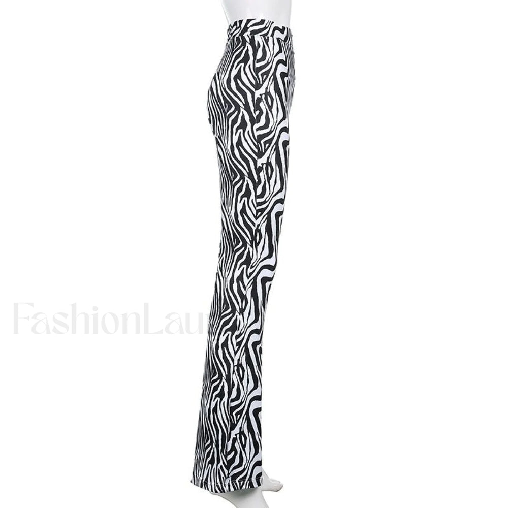 Priscilla Animal Print High Waisted Flare Pants Pants