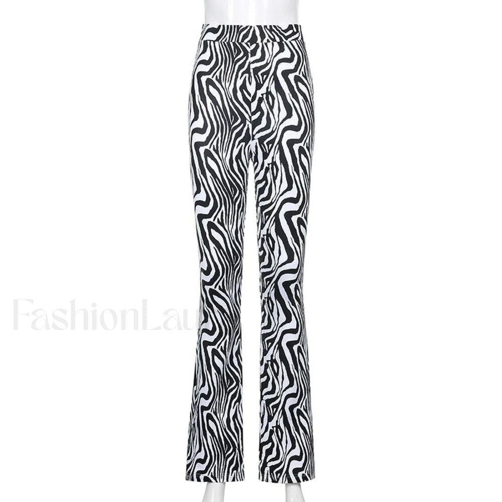 Priscilla Animal Print High Waisted Flare Pants Pants