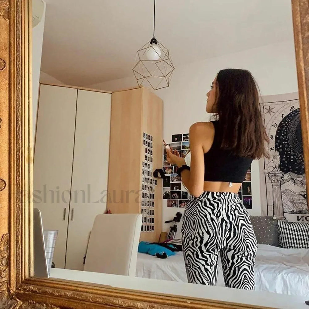 Priscilla Animal Print High Waisted Flare Pants Pants