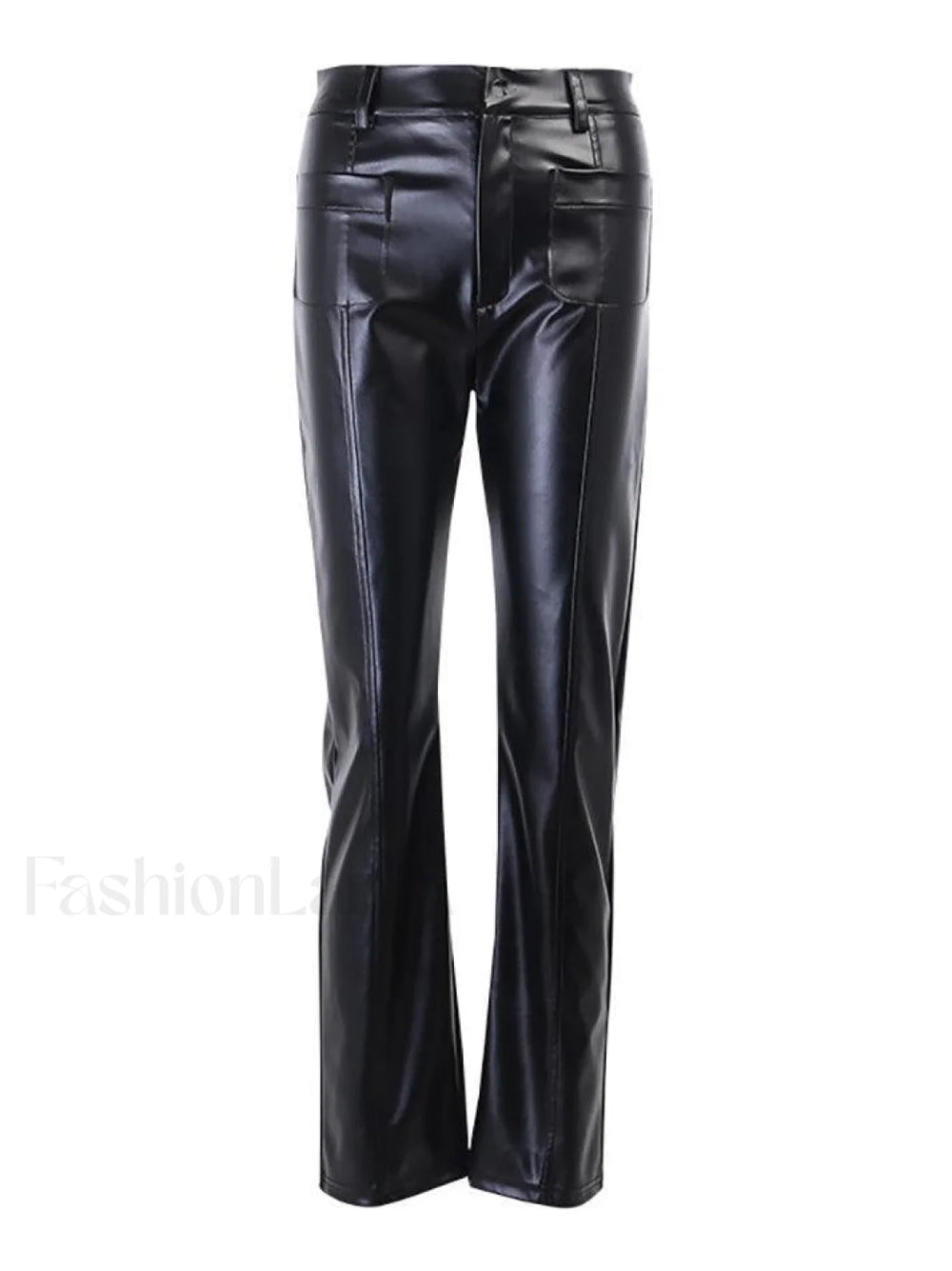 Pu High Waist Straight Pants Pants