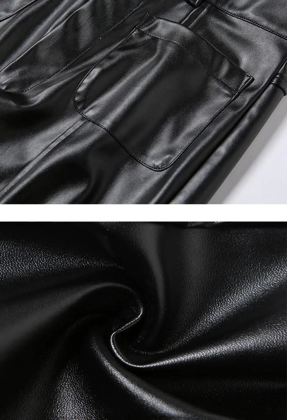 Pu High Waist Straight Pants Pants