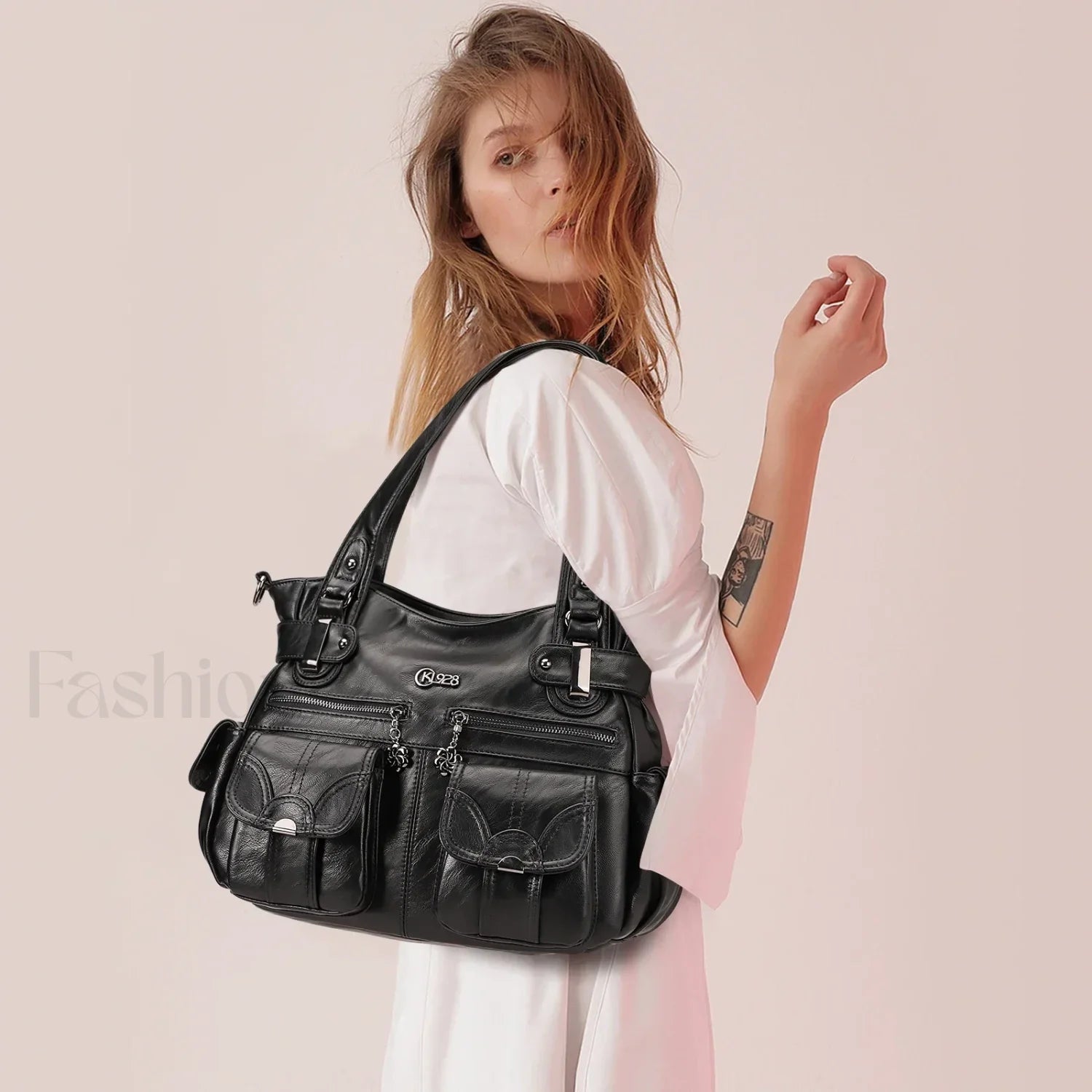 PU Large Designer Women Tote Messenger Crossbody Shoulder Bag Secondary image