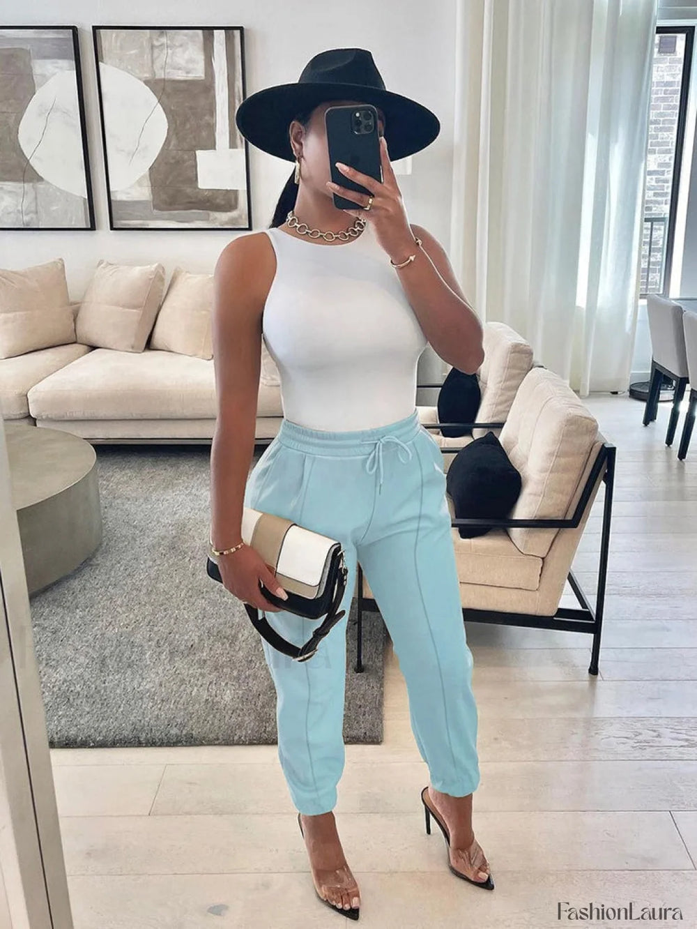 PU Pants Light Blue / XL Pants