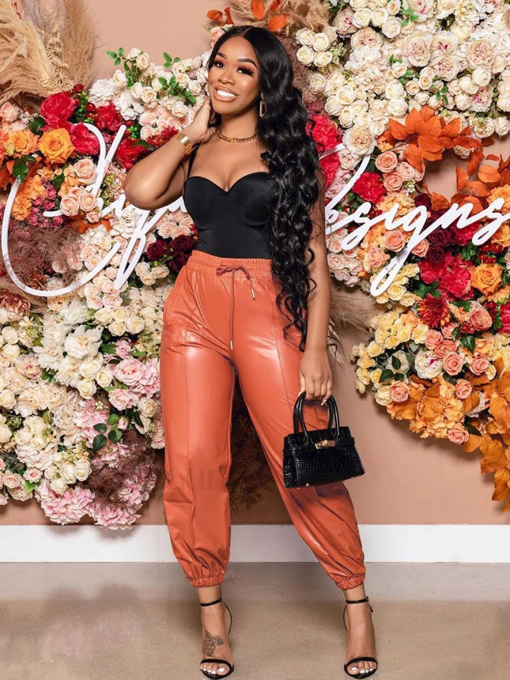 PU Pants Orange / L Pants