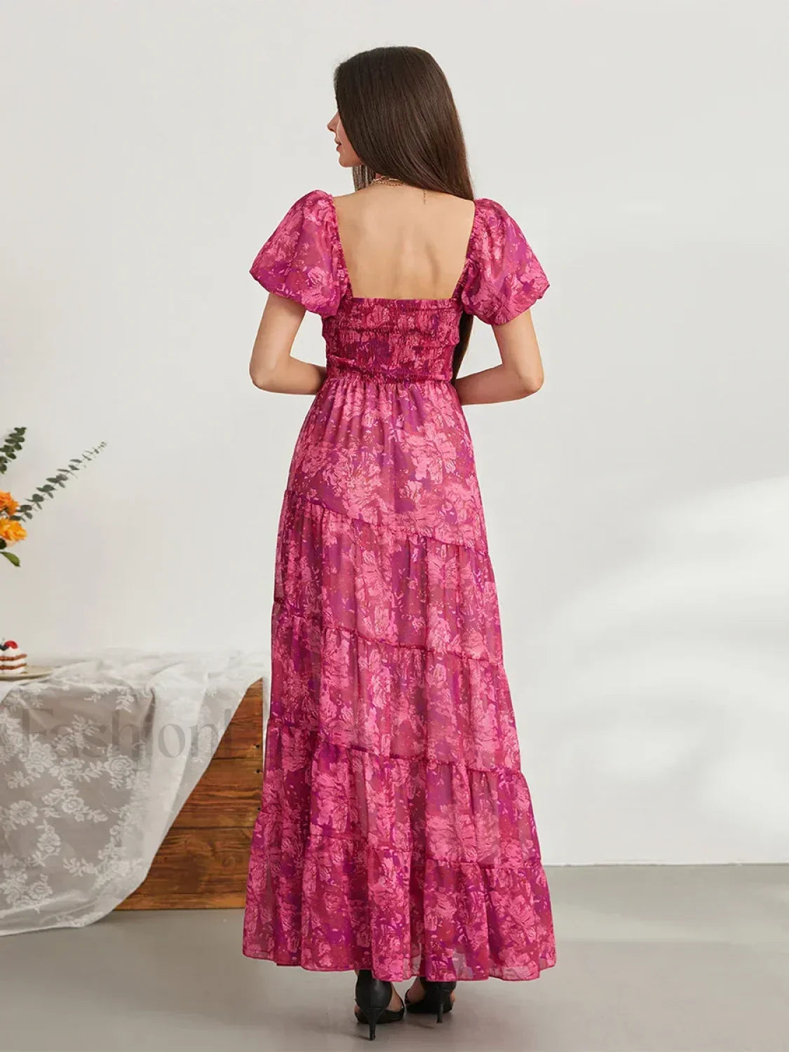 Puff Sleeve Floral Flowy Maxi Dress Secondary image