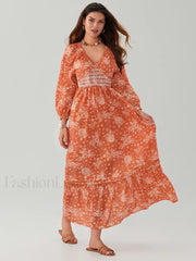 Puff Sleeve Flowy Boho Dress
