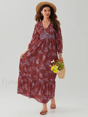 Puff Sleeve Flowy Boho Dress