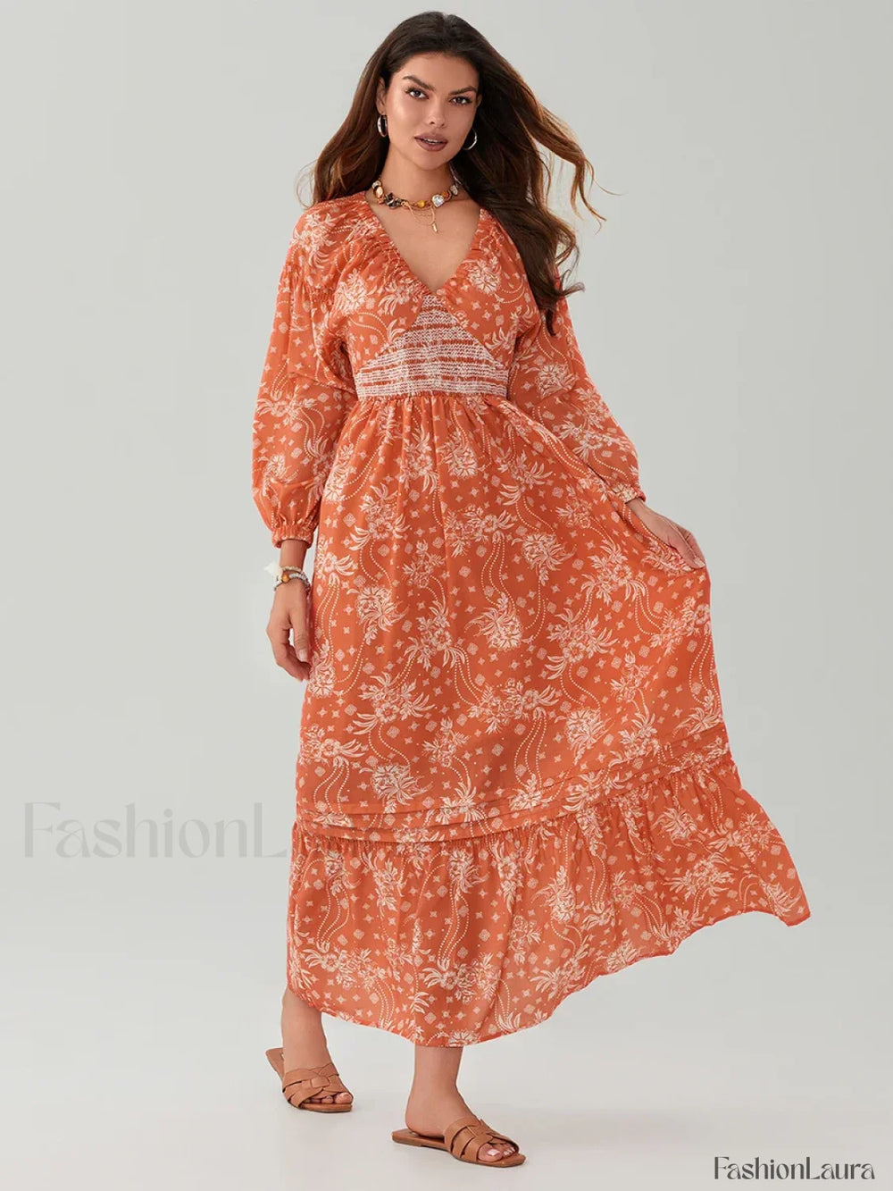 Puff Sleeve Flowy Boho Dress