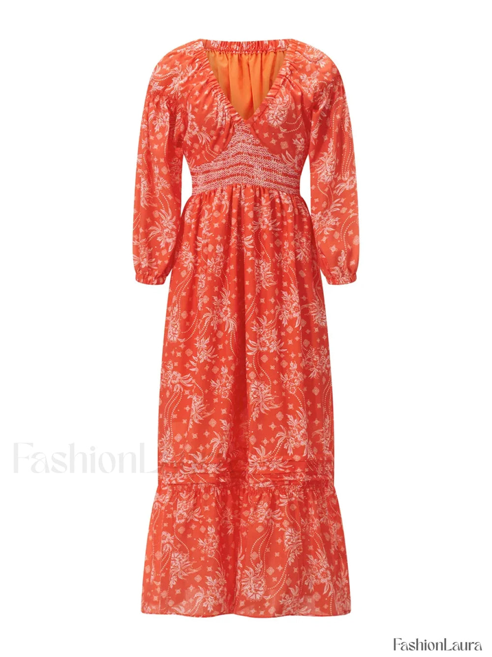 Puff Sleeve Flowy Boho Dress color8 / S