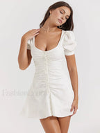 Puff Sleeve Short Shirt Dress Dresses