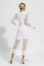 Puff Sleeves Fit Charming & Flare Midi Dress