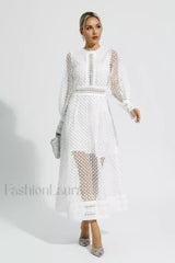 Puff Sleeves Fit Charming & Flare Midi Dress