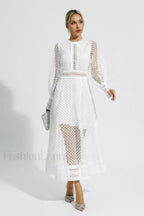 Puff Sleeves Fit Charming & Flare Midi Dress