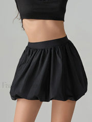 Puffball Pleated Bubble Mini Skirt