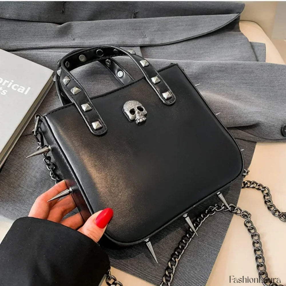 Punk Casual Y2K Crossbody Shoulder Korean Vintage Rivets Gothic Aesthetic Bag black skull