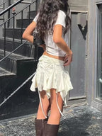 Punk Duck Irregular Ruched Mini Skirt