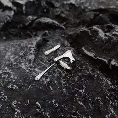 Punk Geometric Liquid Waterdrop Vintage Silver Metal Personality Jewelry Ring Sliver