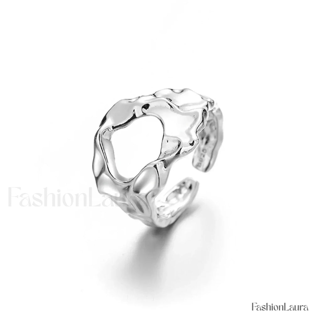 Punk Geometric Liquid Waterdrop Vintage Silver Metal Personality Jewelry Ring Sliver
