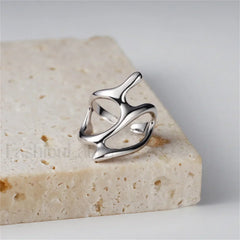 Punk Geometric Liquid Waterdrop Vintage Silver Metal Personality Jewelry Ring Sliver