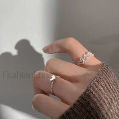 Punk Heart Butterfly Shaped Female Girls Gift Ring Sliver