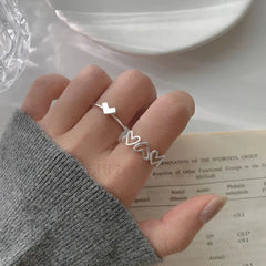 Punk Heart Butterfly Shaped Female Girls Gift Ring Sliver
