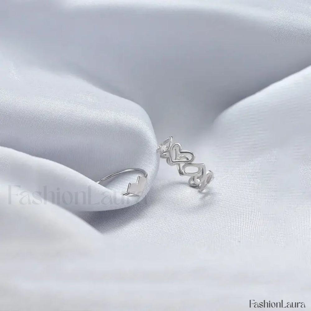 Punk Heart Butterfly Shaped Female Girls Gift Ring Sliver