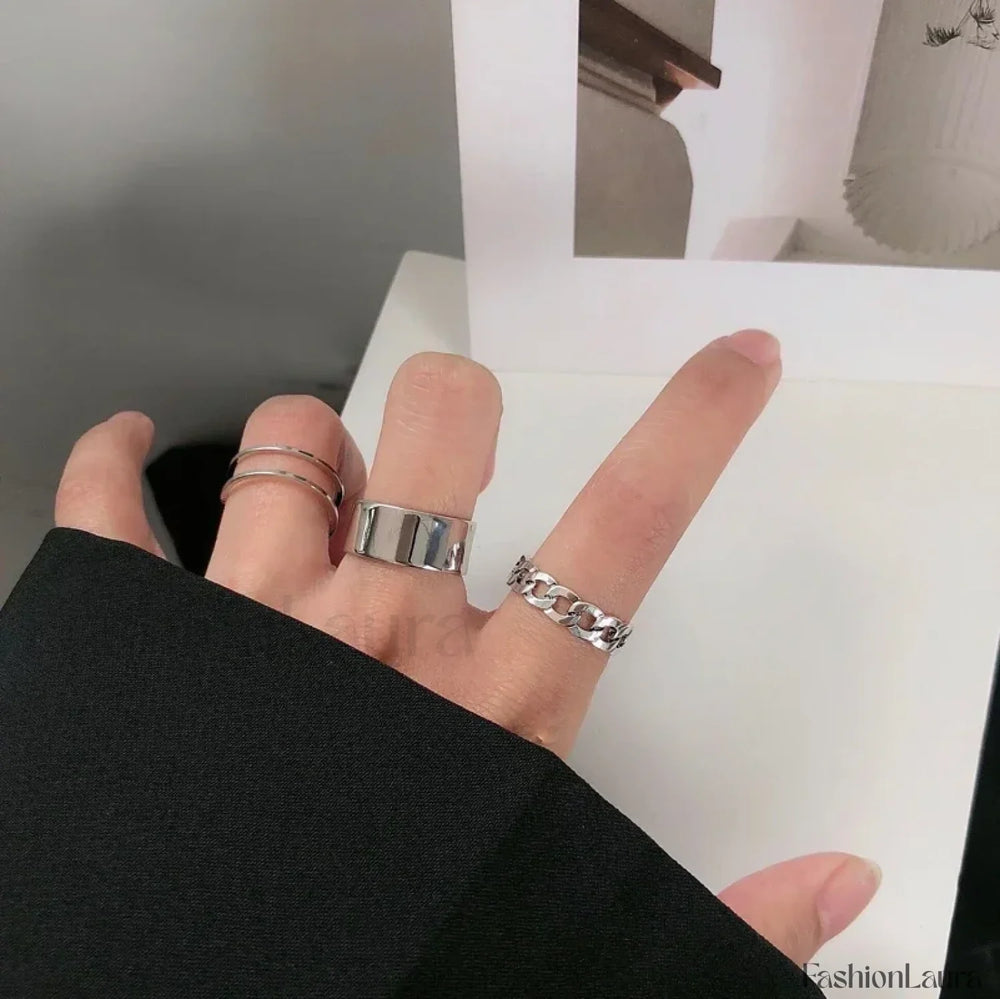 Punk Metal Geometry Circular Opening Index Buckle Joint Jewelry Gifts Ring