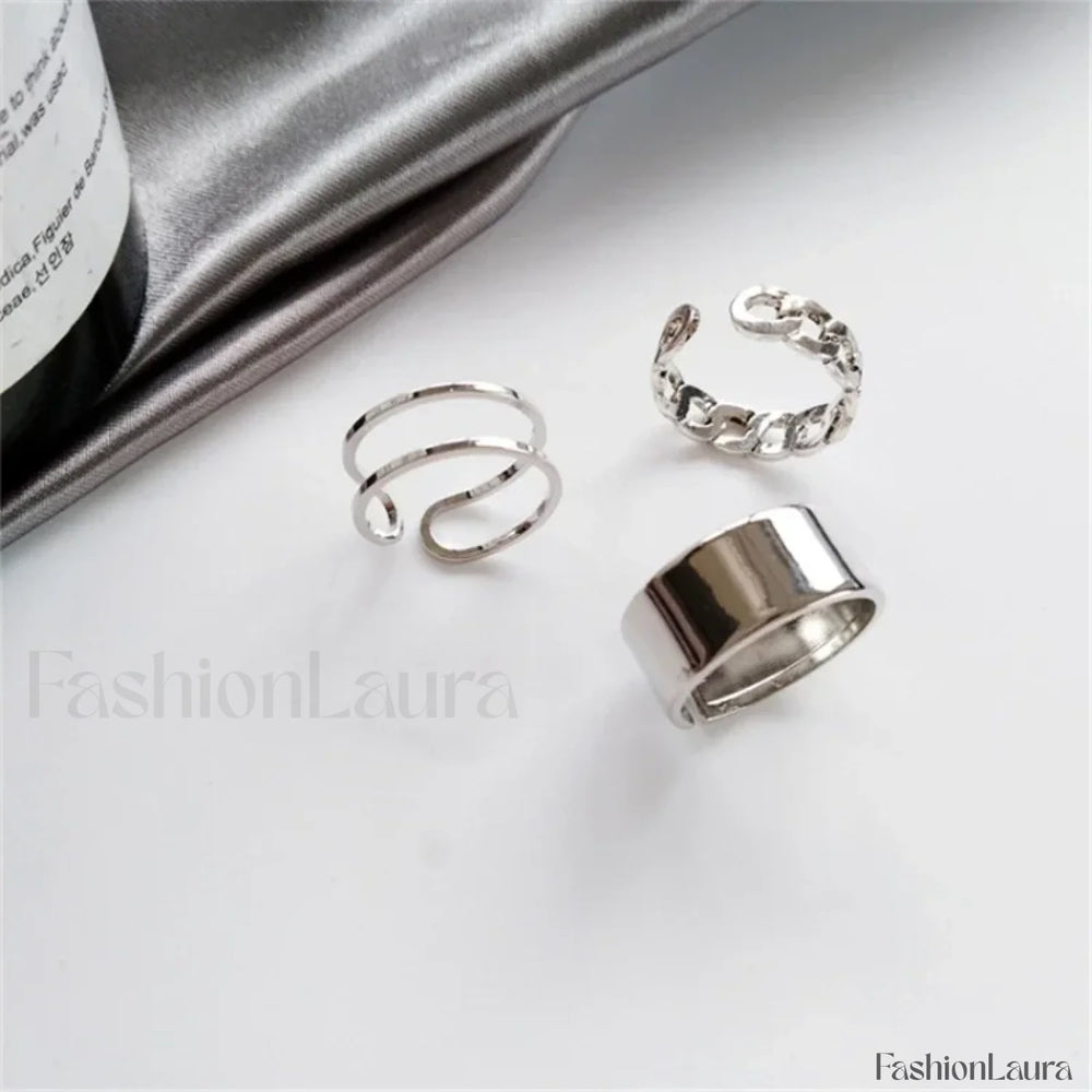 Punk Metal Geometry Circular Opening Index Buckle Joint Jewelry Gifts Ring