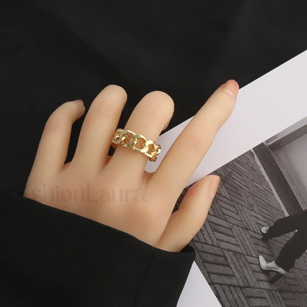 Punk Metal Geometry Circular Opening Index Buckle Joint Jewelry Gifts Ring 99055