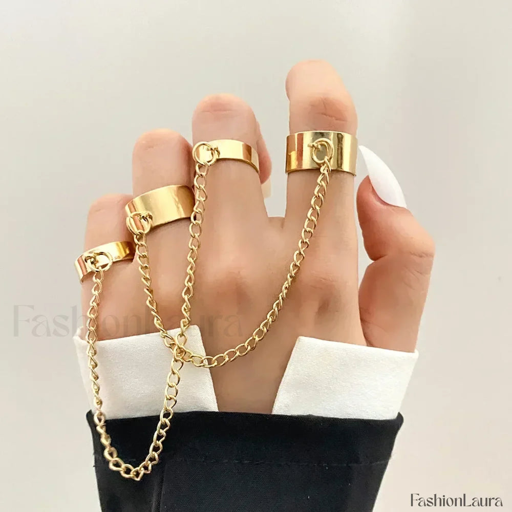 Punk Metal Geometry Circular Opening Index Buckle Joint Jewelry Gifts Ring 99361