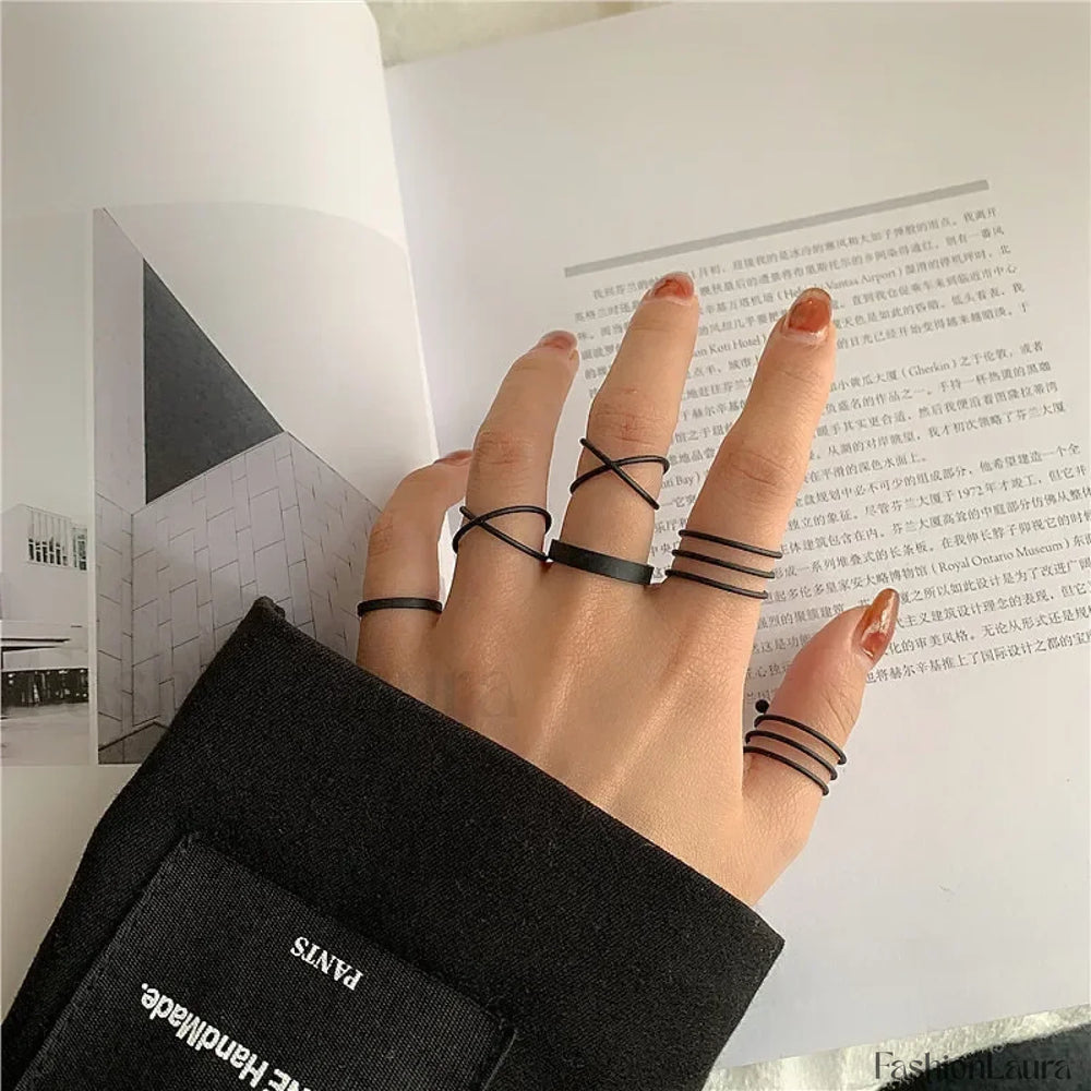 Punk Metal Geometry Circular Opening Index Buckle Joint Jewelry Gifts Ring 99411