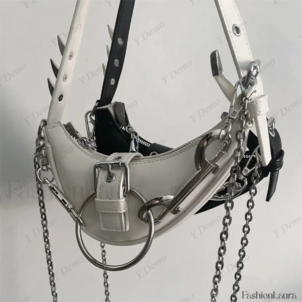 Punk Rivets Gothic Metal Buckles Sparks Crossbody Shoulder Bag