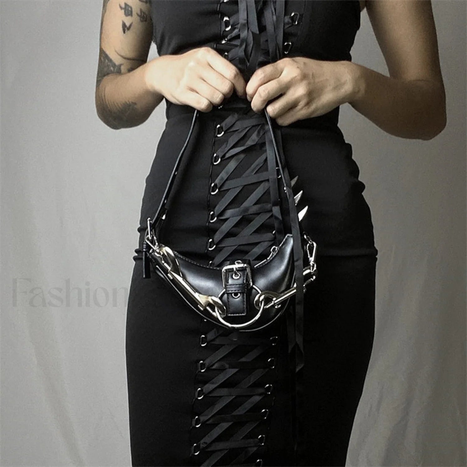 Punk Rivets Gothic Metal Buckles Sparks Crossbody Shoulder Bag Main image