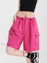 Punk Rose Color Cargo High Waist Short