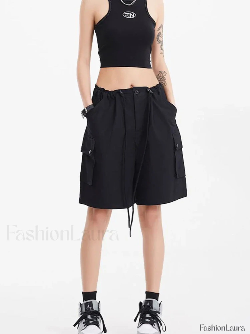 Punk Rose Color Cargo High Waist Short
